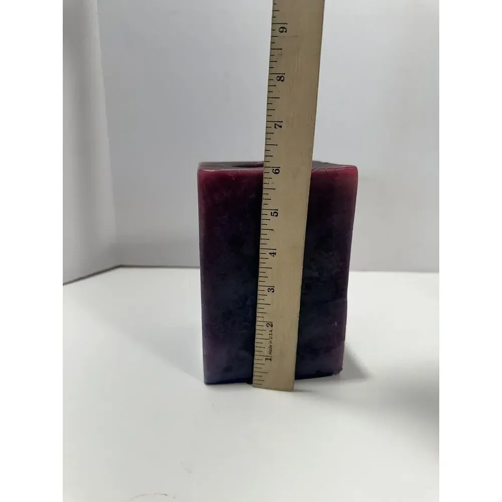 Sunset Mountains Square Pillar Candle Scented Hand Crafted USA Red Bordeaux VTG‎